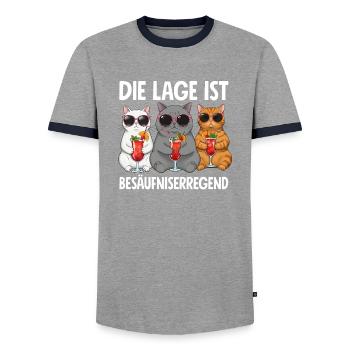 Die Lage Ist Besäufniserregend - Männer Kontrast-T-Shirt - Grau/Navy  - Vorne - AI Model Female 172 light (172cm) & AI Model Male 178 light (178cm)