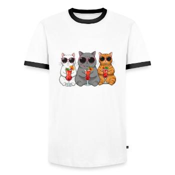 The situation is drunkenness - Men's Ringer Shirt - white/black - Front - AI Model Female 172 light (172cm) & AI Model Male 178 dark (178cm)