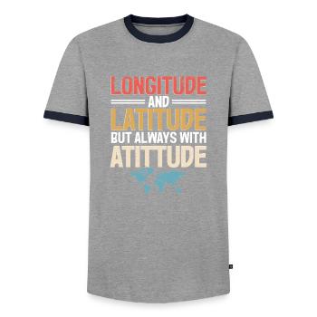 Geographic Information Systems - Men's Ringer Shirt - grey/navy  - Front - AI Model Female 172 light (172cm) & AI Model Male 178 light (178cm)