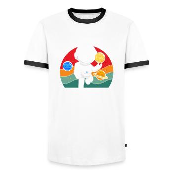 Astronaut Twelve Birthday Adventure - Men's Ringer Shirt - white/black - Front - AI Model Female 172 light (172cm) & AI Model Male 178 dark (178cm)