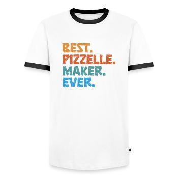 Pizzelle Waffle - Italian Waffles - Men's Ringer Shirt - white/black - Front - AI Model Female 172 light (172cm) & AI Model Male 178 dark (178cm)