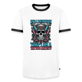 Tattoo Artist Did I Mention That I Am Tattooist - Men's Ringer Shirt - white/black - Front - AI Model Female 172 light (172cm) & AI Model Male 178 dark (178cm)