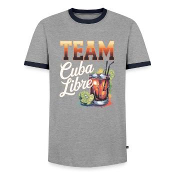 Cocktail Barkeeper Team Cuba Libre - Männer Kontrast-T-Shirt - Grau/Navy  - Vorne - AI Model Female 172 light (172cm) & AI Model Male 178 light (178cm)