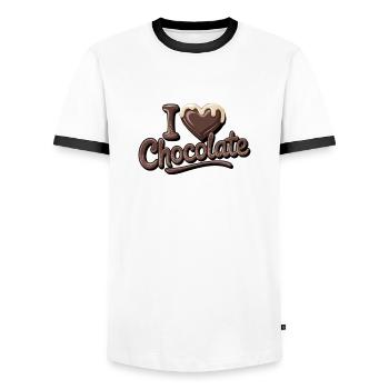 Chocolate Passion I Love Chocolate - Men's Ringer Shirt - white/black - Front - AI Model Female 172 light (172cm) & AI Model Male 178 dark (178cm)