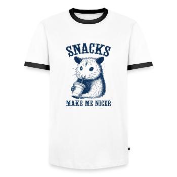 Witziges Opossum Design - Männer Kontrast-T-Shirt - Weiß/Schwarz - Vorne - AI Model Female 172 light (172cm) & AI Model Male 178 dark (178cm)