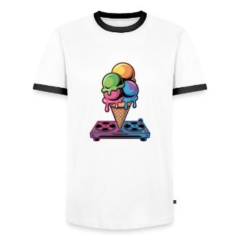 DJ Cream Beats Musique Fun - T-shirt contrasté Homme - blanc/noir - Devant - AI Model Female 172 light (172cm) & AI Model Male 178 dark (178cm)