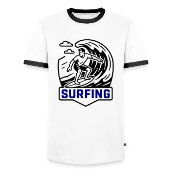 Surfeur symbole surfeur - T-shirt contrasté Homme - blanc/noir - Devant - AI Model Female 172 light (172cm) & AI Model Male 178 dark (178cm)