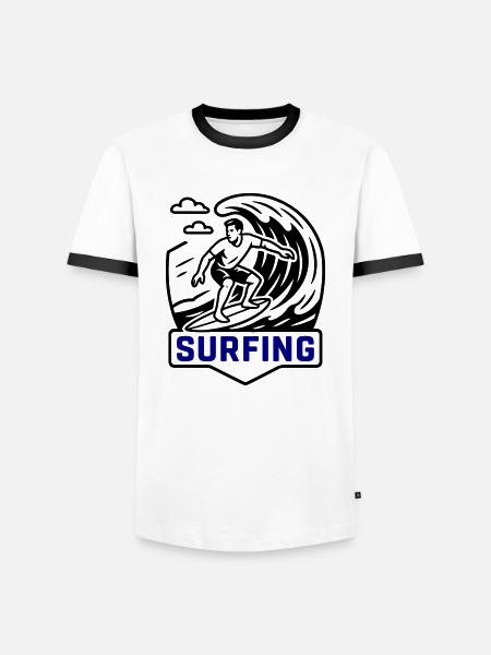Surfing Symbol Surfer - Men's Ringer Shirt - white/black