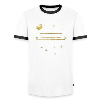 queens born MARCH - Männer Kontrast-T-Shirt - Weiß/Schwarz - Vorne - AI Model Female 172 light (172cm) & AI Model Male 178 dark (178cm)