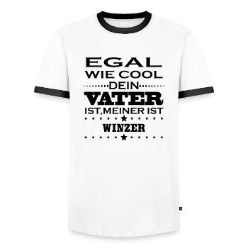 Egal wie cool vater ist WINZER - Männer Kontrast-T-Shirt - Weiß/Schwarz - Vorne - AI Model Female 172 light (172cm) & AI Model Male 178 dark (178cm)