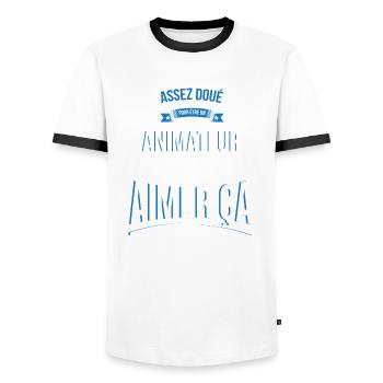 Animateur doué fou cadeau homme - T-shirt contrasté Homme - blanc/noir - Devant - AI Model Female 172 light (172cm) & AI Model Male 178 dark (178cm)