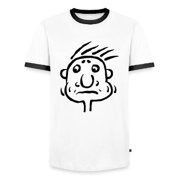 Visage d'homme grand-père vieil homme mauvaise humeur - T-shirt contrasté Homme - blanc/noir - Devant - AI Model Female 172 light (172cm) & AI Model Male 178 dark (178cm)