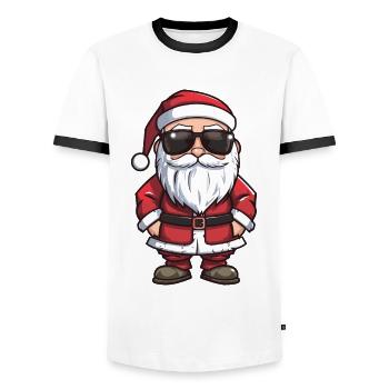 Weihnachtsmann Cool Santa Rocker - Männer Kontrast-T-Shirt - Weiß/Schwarz - Vorne - AI Model Female 172 light (172cm) & AI Model Male 178 dark (178cm)