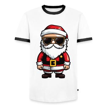 Weihnachtsmann Cool Santa Rocker - Männer Kontrast-T-Shirt - Weiß/Schwarz - Vorne - AI Model Female 172 light (172cm) & AI Model Male 178 dark (178cm)