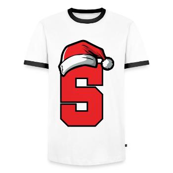 5 Numéro de Noël - T-shirt contrasté Homme - blanc/noir - Devant - AI Model Female 172 light (172cm) & AI Model Male 178 dark (178cm)