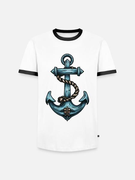 Anker Hafen - Männer Kontrast-T-Shirt - Weiß/Schwarz
