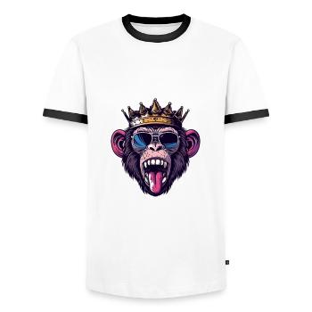Malle Party Troop Singe de Majorque disant - T-shirt contrasté Homme - blanc/noir - Devant - AI Model Female 172 light (172cm) & AI Model Male 178 dark (178cm)