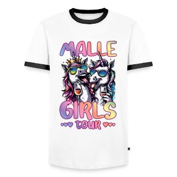 Malle Girls Tour Unicorn Mallorca - Men's Ringer Shirt - white/black - Front - AI Model Female 172 light (172cm) & AI Model Male 178 dark (178cm)