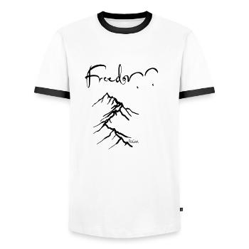 Pilote parapente parapente montagnes été ciel - T-shirt contrasté Homme - blanc/noir - Devant - AI Model Female 172 light (172cm) & AI Model Male 178 dark (178cm)