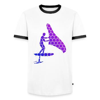 wingsurf hydroptère femmes wingsurfen wingfoil - T-shirt contrasté Homme - blanc/noir - Devant - AI Model Female 172 light (172cm) & AI Model Male 178 dark (178cm)
