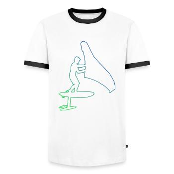 foilwing wingsurf men hydrofoil wingsurfing - Men's Ringer Shirt - white/black - Front - AI Model Female 172 light (172cm) & AI Model Male 178 dark (178cm)