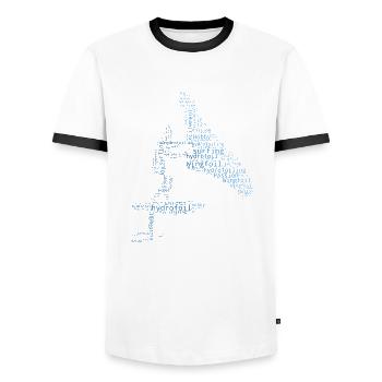 men wingfoil wingsurfen hydrofoil foilwing - Men's Ringer Shirt - white/black - Front - AI Model Female 172 light (172cm) & AI Model Male 178 dark (178cm)