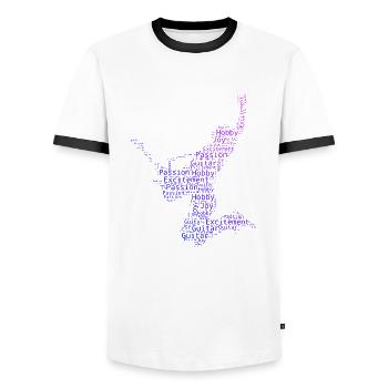 Electric guitar guitar classical guitar Electric guitar - Men's Ringer Shirt - white/black - Front - AI Model Female 172 light (172cm) & AI Model Male 178 dark (178cm)
