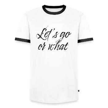 Lets go or what - Männer Kontrast-T-Shirt - Weiß/Schwarz - Vorne - AI Model Female 172 light (172cm) & AI Model Male 178 dark (178cm)