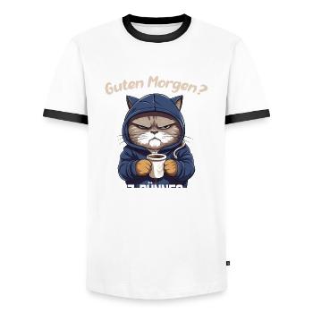 Guten morgen? Ganz dünnes Eis! Katze - Männer Kontrast-T-Shirt - Weiß/Schwarz - Vorne - AI Model Female 172 light (172cm) & AI Model Male 178 dark (178cm)