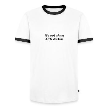 Chaos is Agile - Männer Kontrast-T-Shirt - Weiß/Schwarz - Vorne - AI Model Female 172 light (172cm) & AI Model Male 178 dark (178cm)
