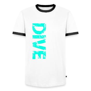 dive - Men's Ringer Shirt - white/black - Front - AI Model Female 172 light (172cm) & AI Model Male 178 dark (178cm)