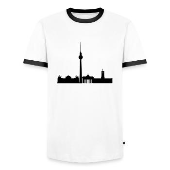 skyline von berlin - Männer Kontrast-T-Shirt - Weiß/Schwarz - Vorne - AI Model Female 172 light (172cm) & AI Model Male 178 dark (178cm)