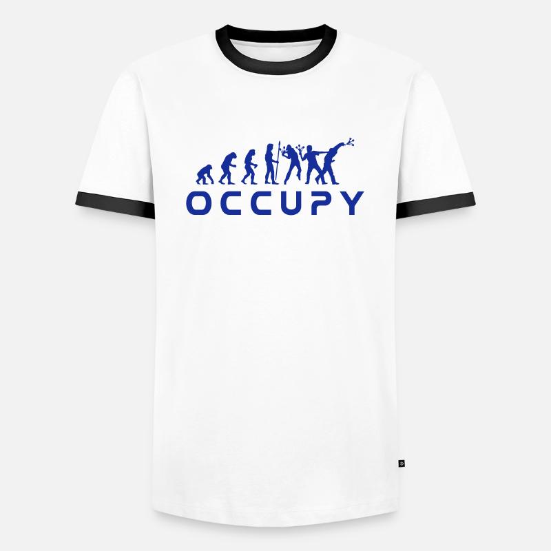 evolution_occupy - Men's Ringer Shirt - white/black