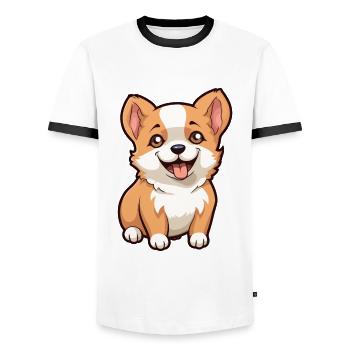 Süßer kleiner Hund - Männer Kontrast-T-Shirt - Weiß/Schwarz - Vorne - AI Model Female 172 light (172cm) & AI Model Male 178 dark (178cm)