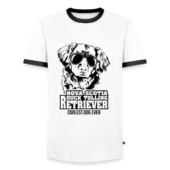 NOVA SCOTIA DUCK TOLLING RETRIEVER chien le plus cool - T-shirt contrasté Homme - blanc/noir - Devant - AI Model Female 172 light (172cm) & AI Model Male 178 dark (178cm)
