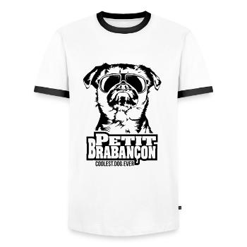PETIT BRABANCON coolest dog ever Hundespruch Hunde - Männer Kontrast-T-Shirt - Weiß/Schwarz - Vorne - AI Model Female 172 light (172cm) & AI Model Male 178 dark (178cm)