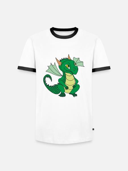 Süßer kleiner Drache - Männer Kontrast-T-Shirt - Weiß/Schwarz