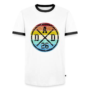 Dad 26 Vater Baby Papa 2026 Vatertagsgeschenk - Männer Kontrast-T-Shirt - Weiß/Schwarz - Vorne - AI Model Female 172 light (172cm) & AI Model Male 178 dark (178cm)