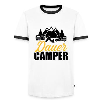 Camping - Männer Kontrast-T-Shirt - Weiß/Schwarz - Vorne - AI Model Female 172 light (172cm) & AI Model Male 178 dark (178cm)
