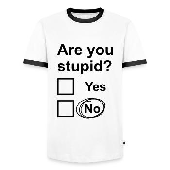 Are You Stupid? Yes No - Men's Ringer Shirt - white/black - Front - AI Model Female 172 light (172cm) & AI Model Male 178 dark (178cm)
