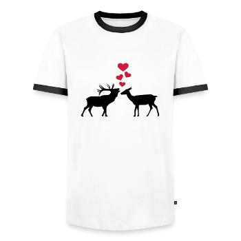 Deer - Men's Ringer Shirt - white/black - Front - AI Model Female 172 light (172cm) & AI Model Male 178 dark (178cm)