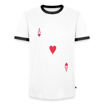 Herz As T-Shirt - Männer Kontrast-T-Shirt - Weiß/Schwarz - Vorne - AI Model Female 172 light (172cm) & AI Model Male 178 dark (178cm)