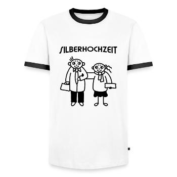 Siilberhochzeit Paar - Männer Kontrast-T-Shirt - Weiß/Schwarz - Vorne - AI Model Female 172 light (172cm) & AI Model Male 178 dark (178cm)
