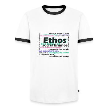 ethos the future of social finance - T-shirt contrasté Homme - blanc/noir - Devant - AI Model Female 172 light (172cm) & AI Model Male 178 dark (178cm)