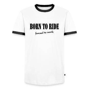 Born to ride-forced to work - Männer Kontrast-T-Shirt - Weiß/Schwarz - Vorne - AI Model Female 172 light (172cm) & AI Model Male 178 dark (178cm)