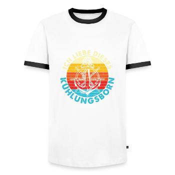 Ich liebe dieses Kühlungsborn an der Ostsee - Männer Kontrast-T-Shirt - Weiß/Schwarz - Vorne - AI Model Female 172 light (172cm) & AI Model Male 178 dark (178cm)