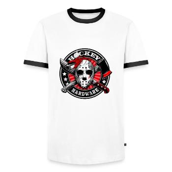 Hockey Blood Sport - Men's Ringer Shirt - white/black - Front - AI Model Female 172 light (172cm) & AI Model Male 178 dark (178cm)