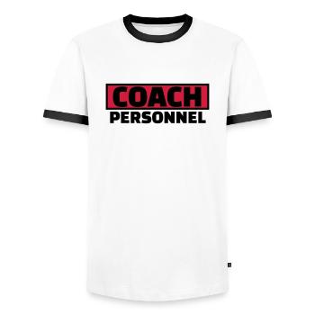 coach personnnel - T-shirt contrasté Homme - blanc/noir - Devant - AI Model Female 172 light (172cm) & AI Model Male 178 dark (178cm)