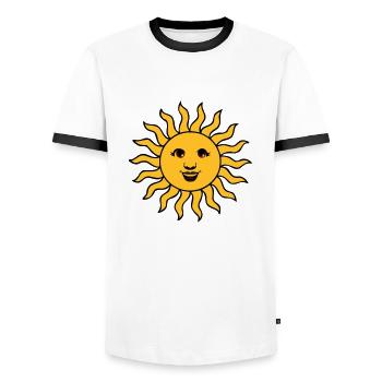 sonne sonnenstrahlen sommer freundlich - Männer Kontrast-T-Shirt - Weiß/Schwarz - Vorne - AI Model Female 172 light (172cm) & AI Model Male 178 dark (178cm)