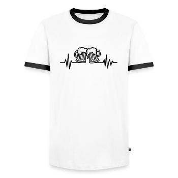 Bière - T-shirt contrasté Homme - blanc/noir - Devant - AI Model Female 172 light (172cm) & AI Model Male 178 dark (178cm)